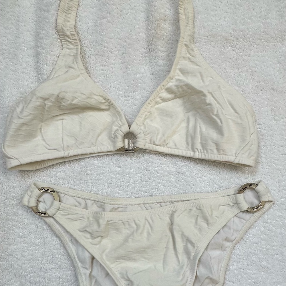 Cream Bikini Set with Ring Accents